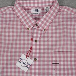 HB Harbor Bay Shirt Men's 3XL Pink Short Sleeve Button Down NWT